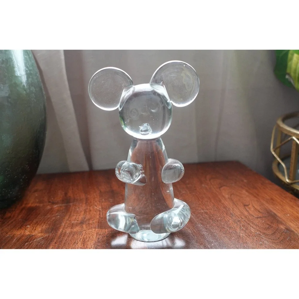 Vintage Clear Art‎ Glass Mouse Figurine 7 Inch Hand Blown MCM Animal Sculpture